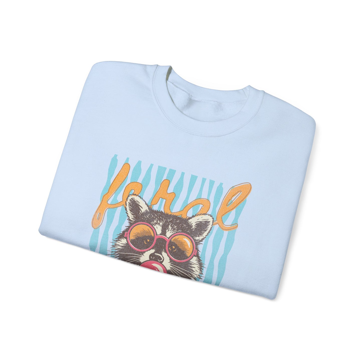 Crewneck Sweatshirt — Retro Raccoon Bubblegum Design