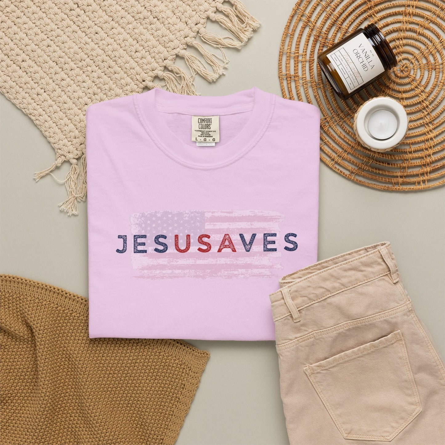 Jesus Saves T‑Shirt — Patriotic Faith Graphic Tee