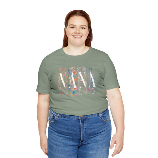 Floral Meadow "Nana" Graphic Tee — Colorful Wildflower Illustration T-Shirt