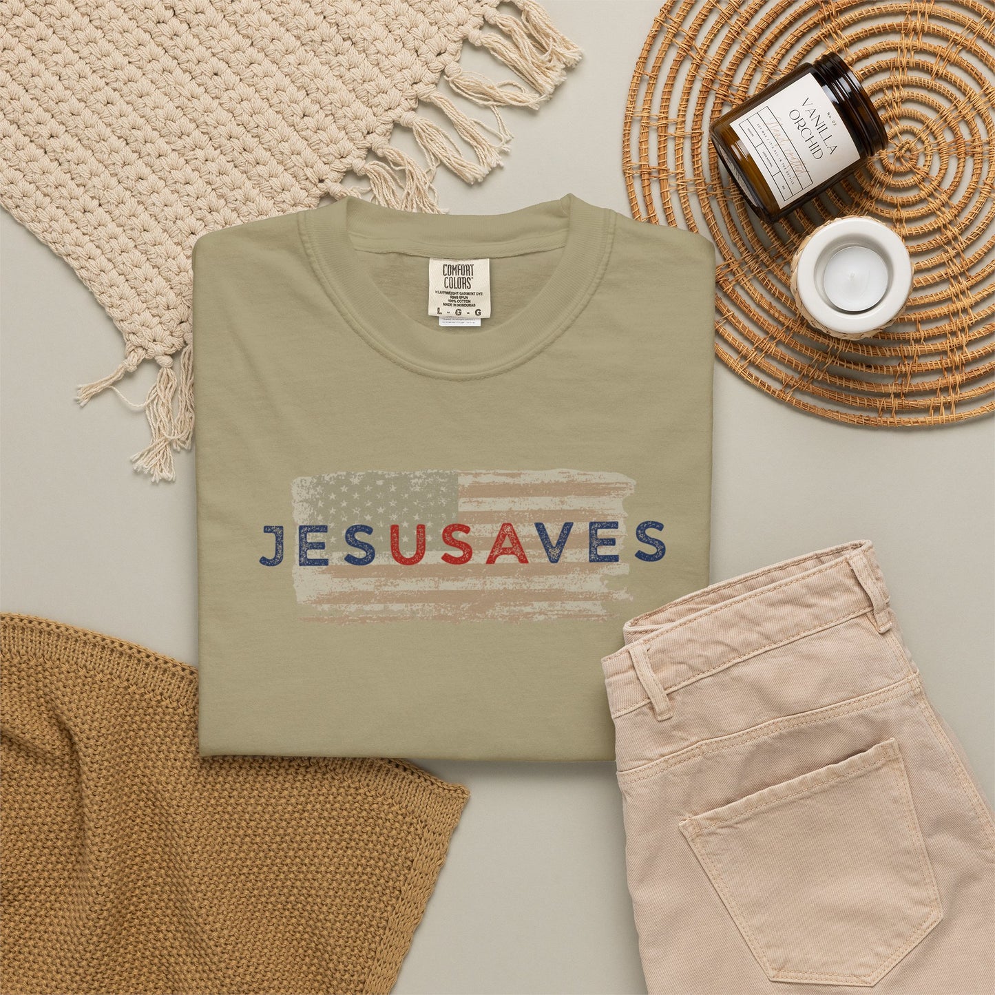 Jesus Saves T‑Shirt — Patriotic Faith Graphic Tee