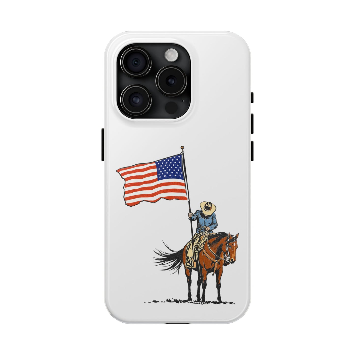 Rugged Western Phone Case — Cowboy Holding American Flag