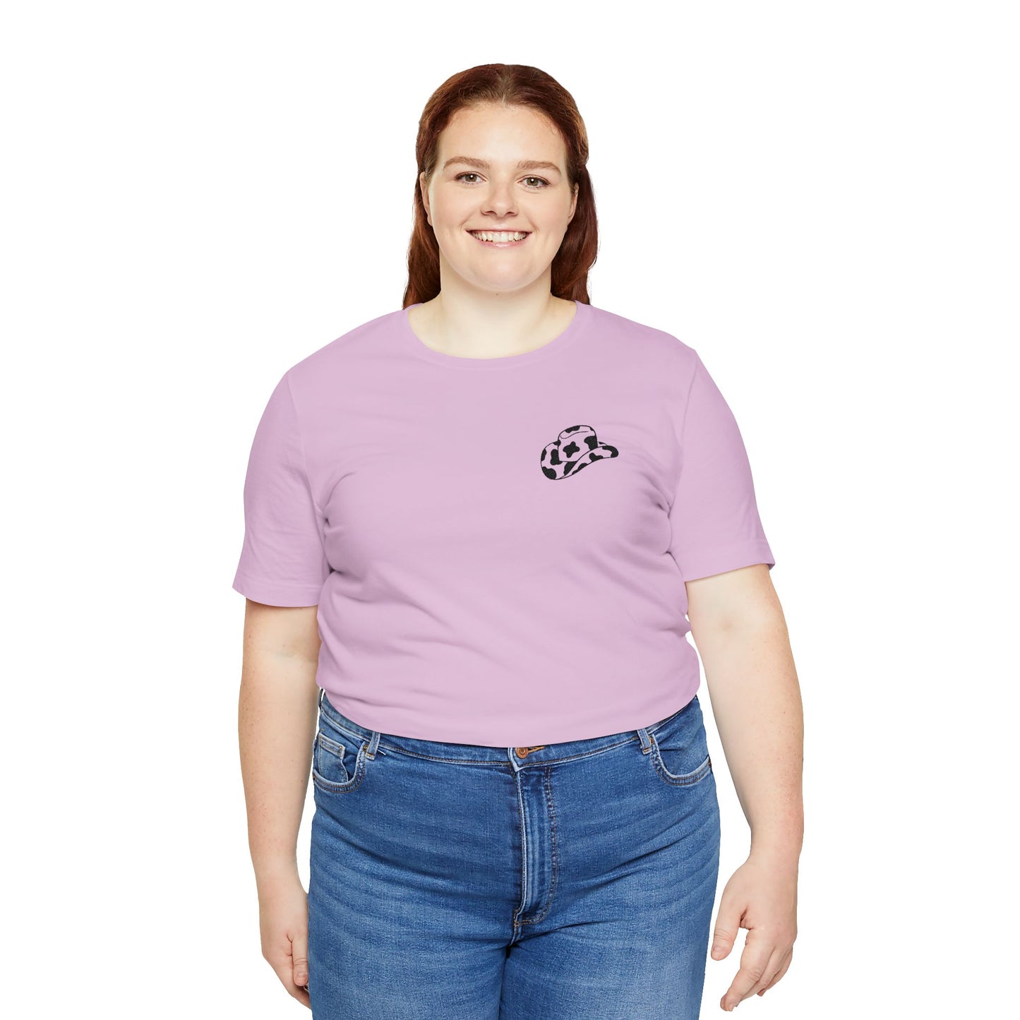 Cowpens Cow Print Cap Embroidered Tee — Minimalist Graphic T-Shirt