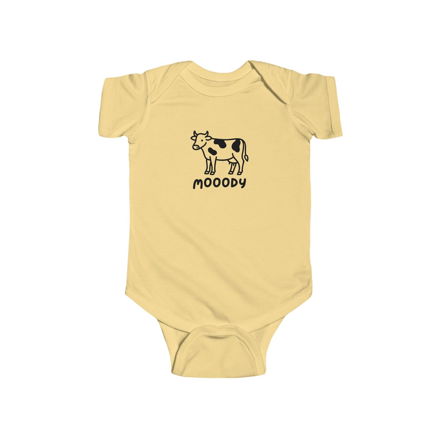 Infant Bodysuit - Cowpens 'Moood'y Cow Graphic Baby Onesie | Cute Farm Animal Baby Shower Gift