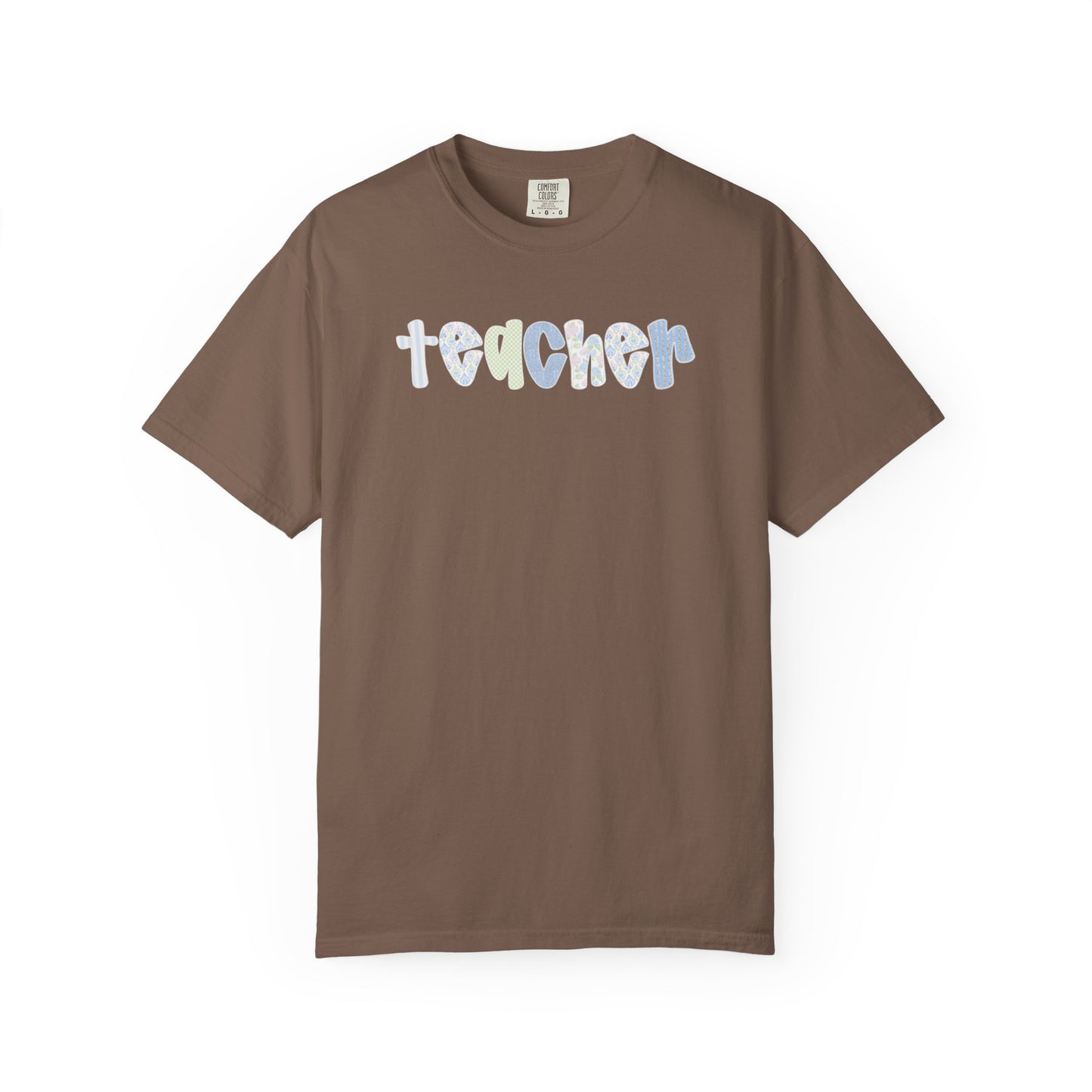 Teacher Floral Bubble Text T-Shirt — Cute Teacher Gift Tee