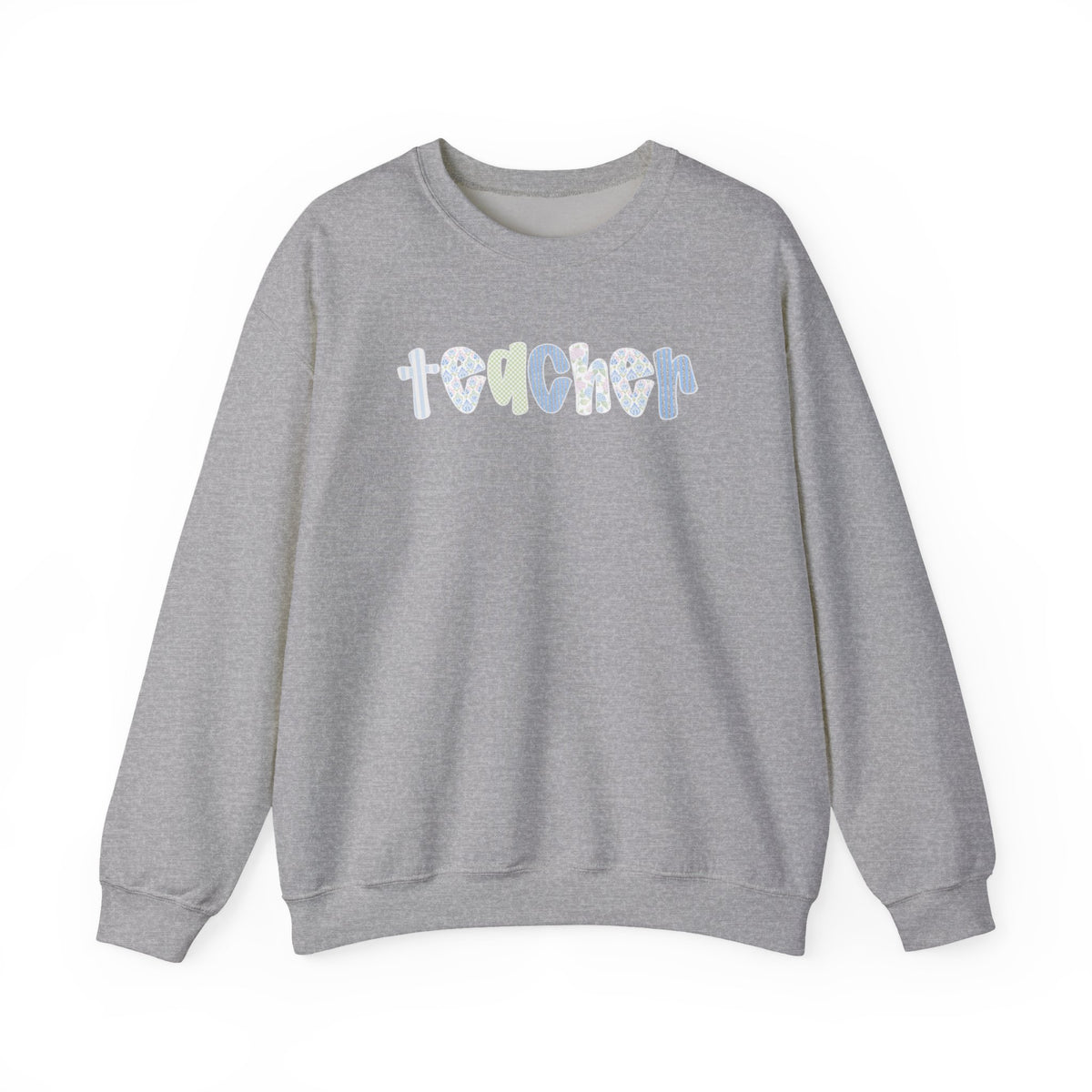 Teacher Floral Crewneck Sweatshirt — Pastel Heart & Flower Teacher Gift