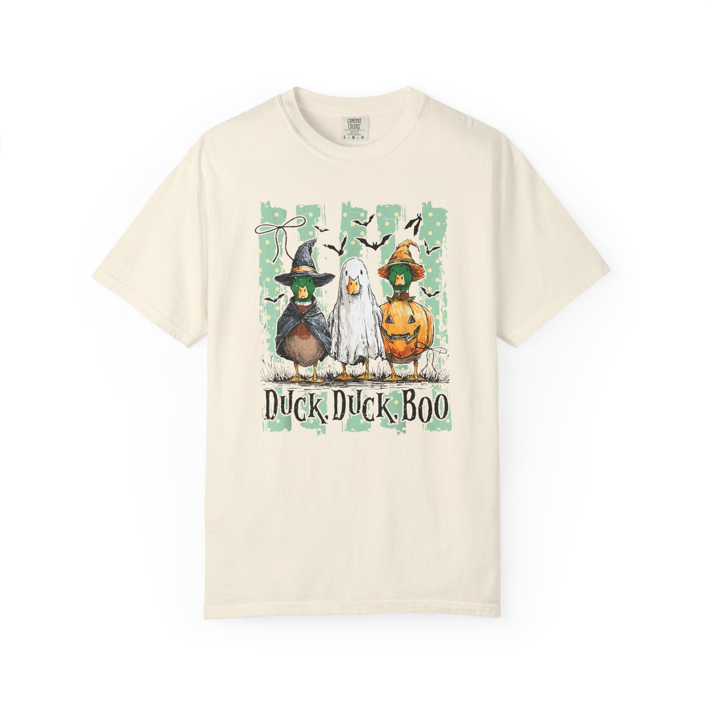 Duck Duck Boo Halloween T‑Shirt — Cute Witch & Pumpkin Ducks Graphic Tee