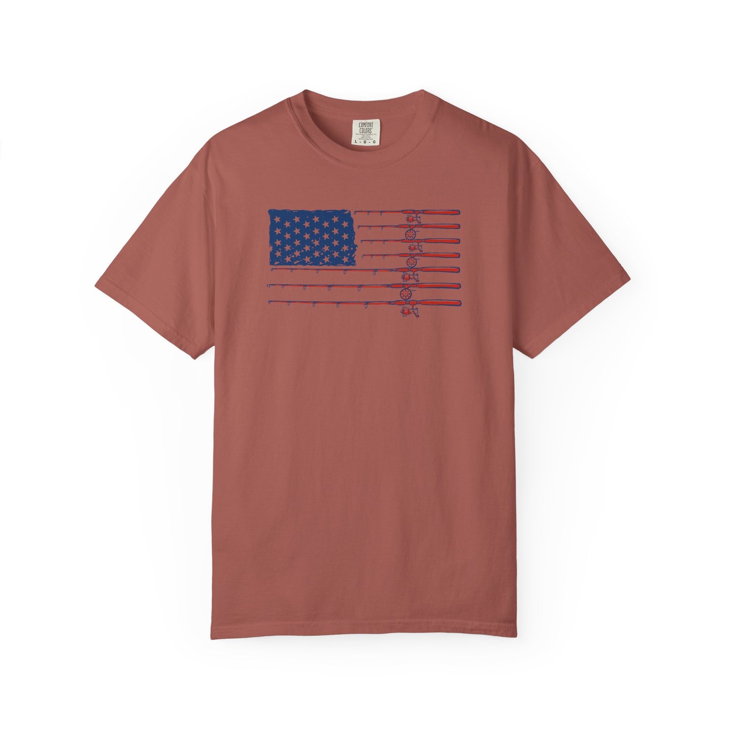 American Fishing Flag T-Shirt — Patriotic Bass Rods Graphic Tee