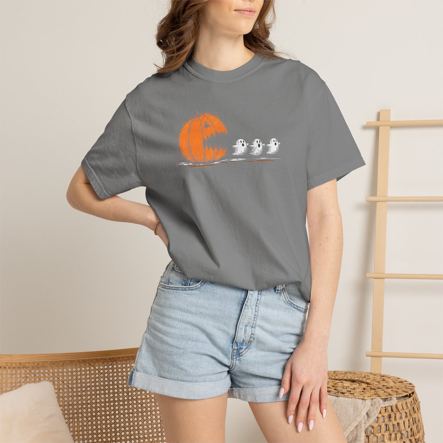 Halloween "Pac Man: Pumpkin Ghosts T-Shirt — Cute Trio Spooky Tee