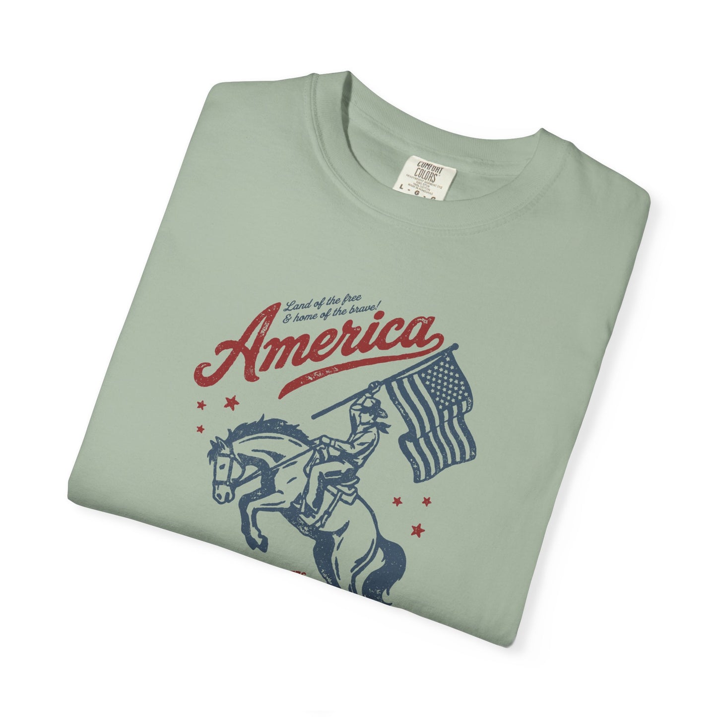 America Cowboy Flag T-Shirt – Retro Patriotic Rodeo Tee