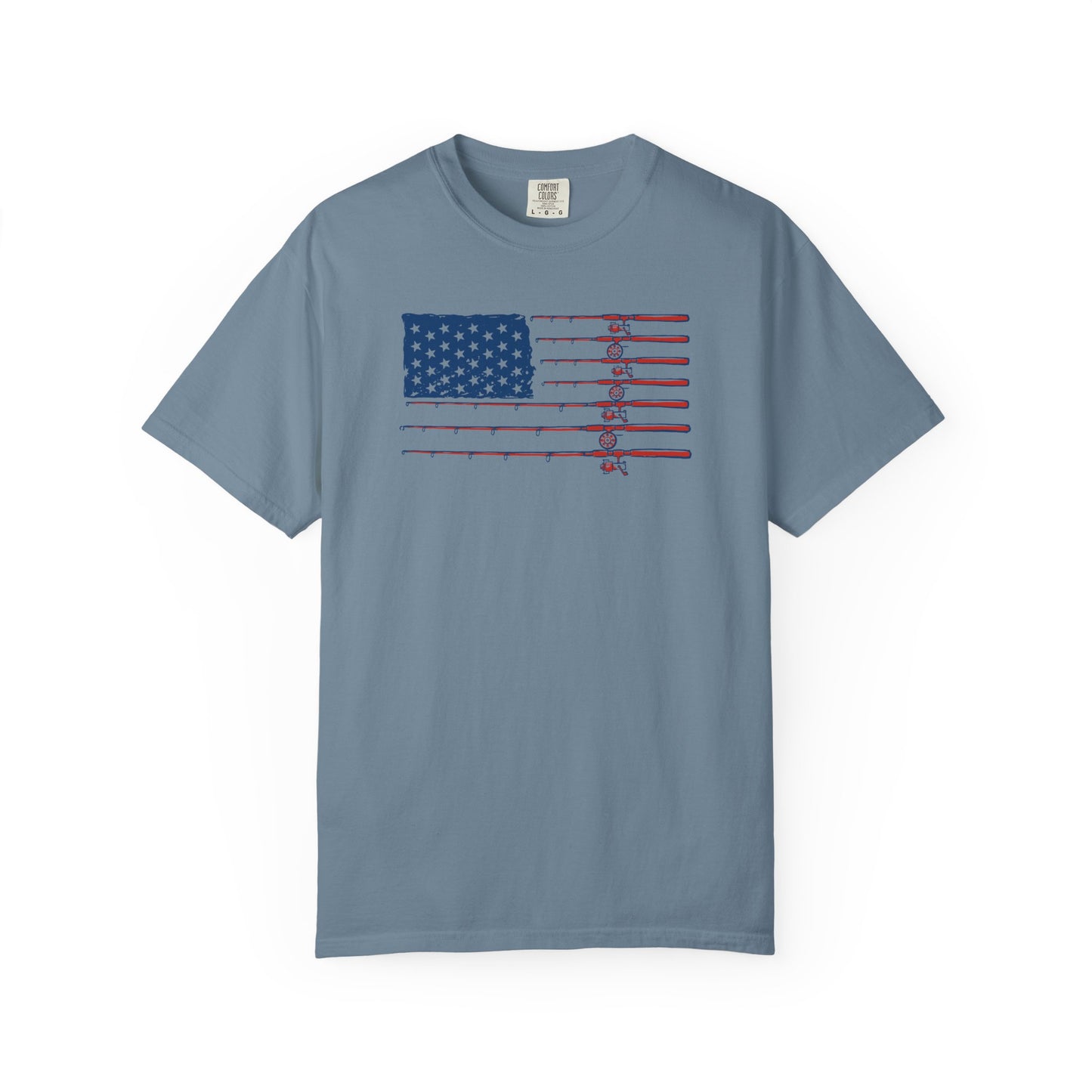 American Fishing Flag T-Shirt — Patriotic Bass Rods Graphic Tee