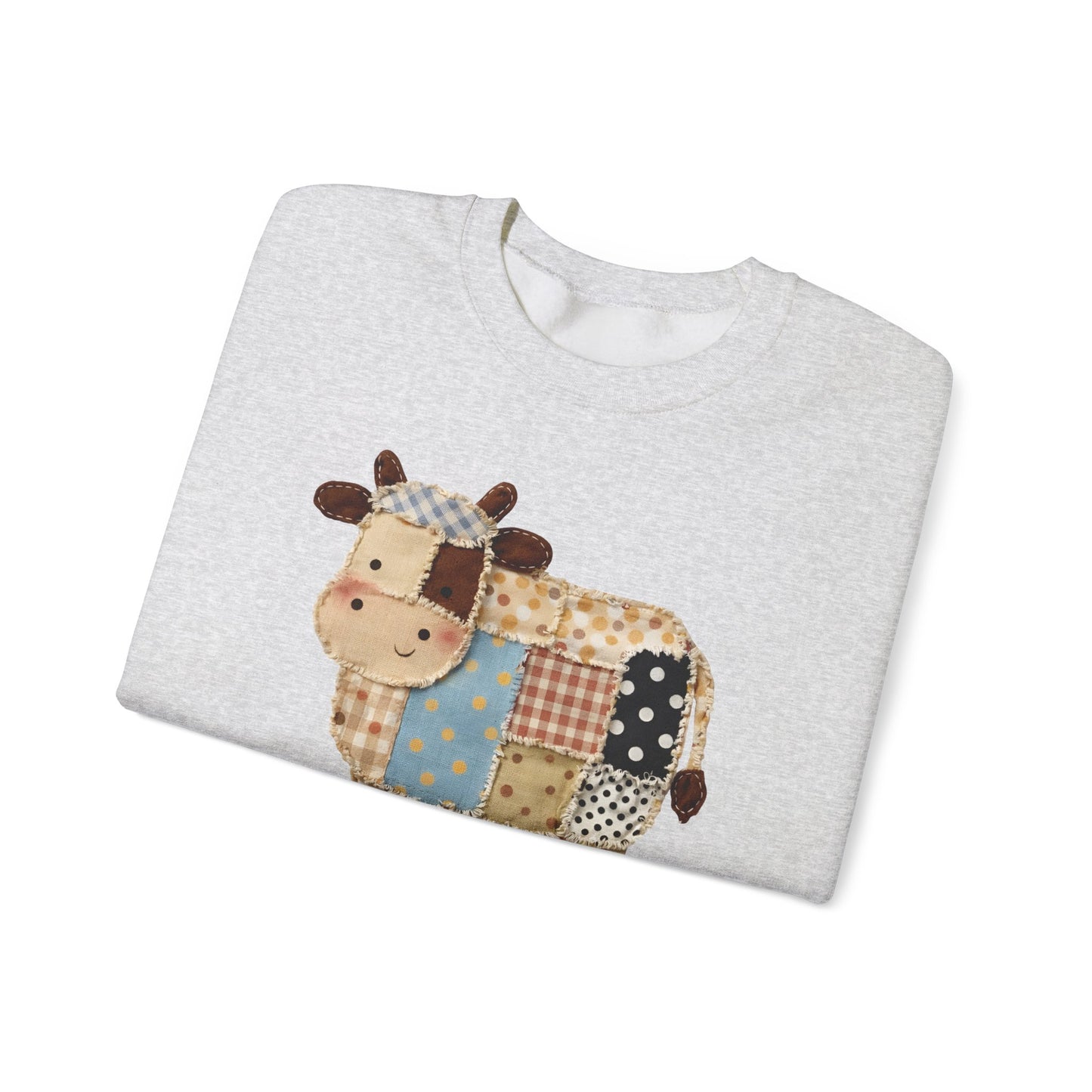 Patchwork Cow Print Sweatshirt — Cute Farm Animal Crewneck