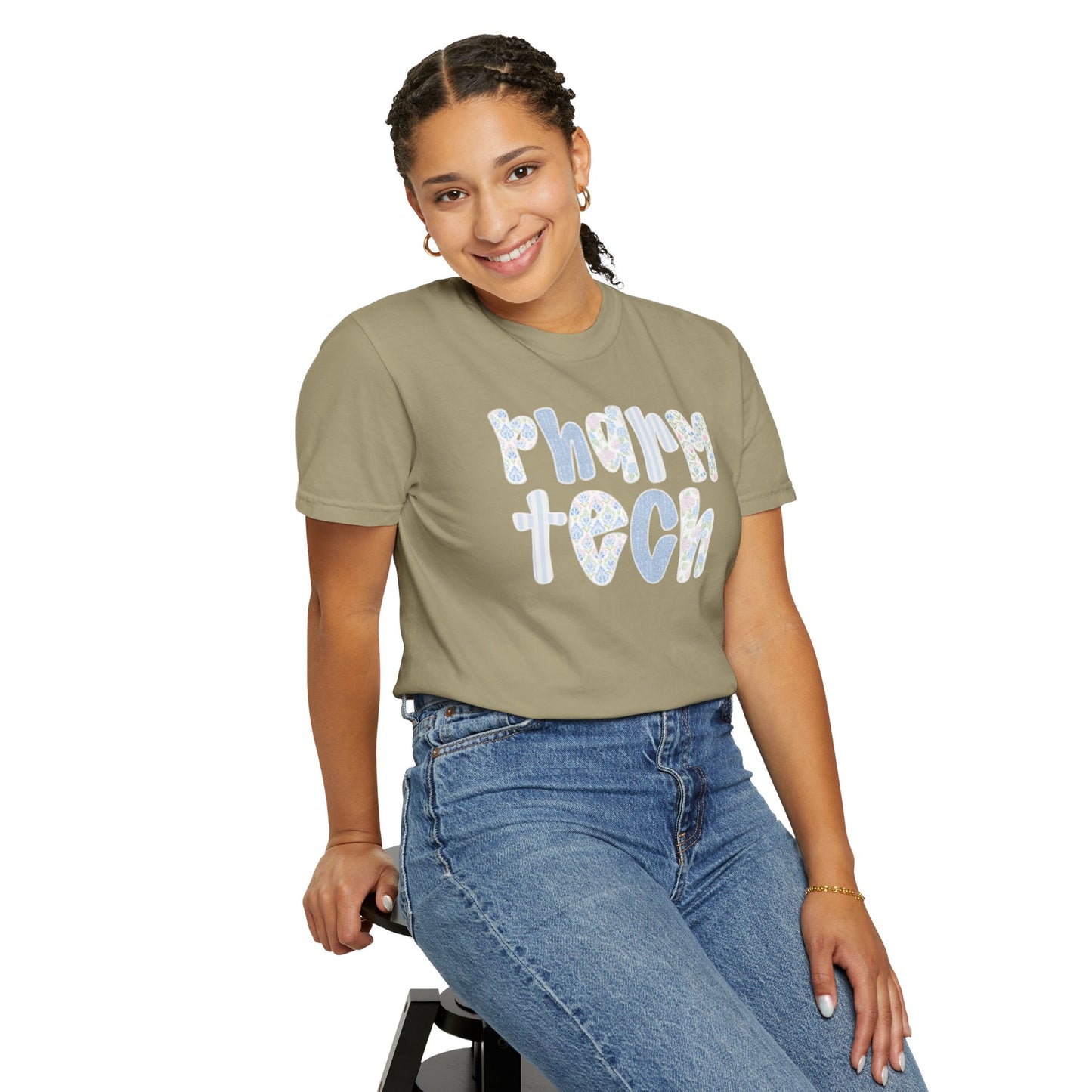 Pharm Tech T-Shirt — Floral Pastel Typography Tee