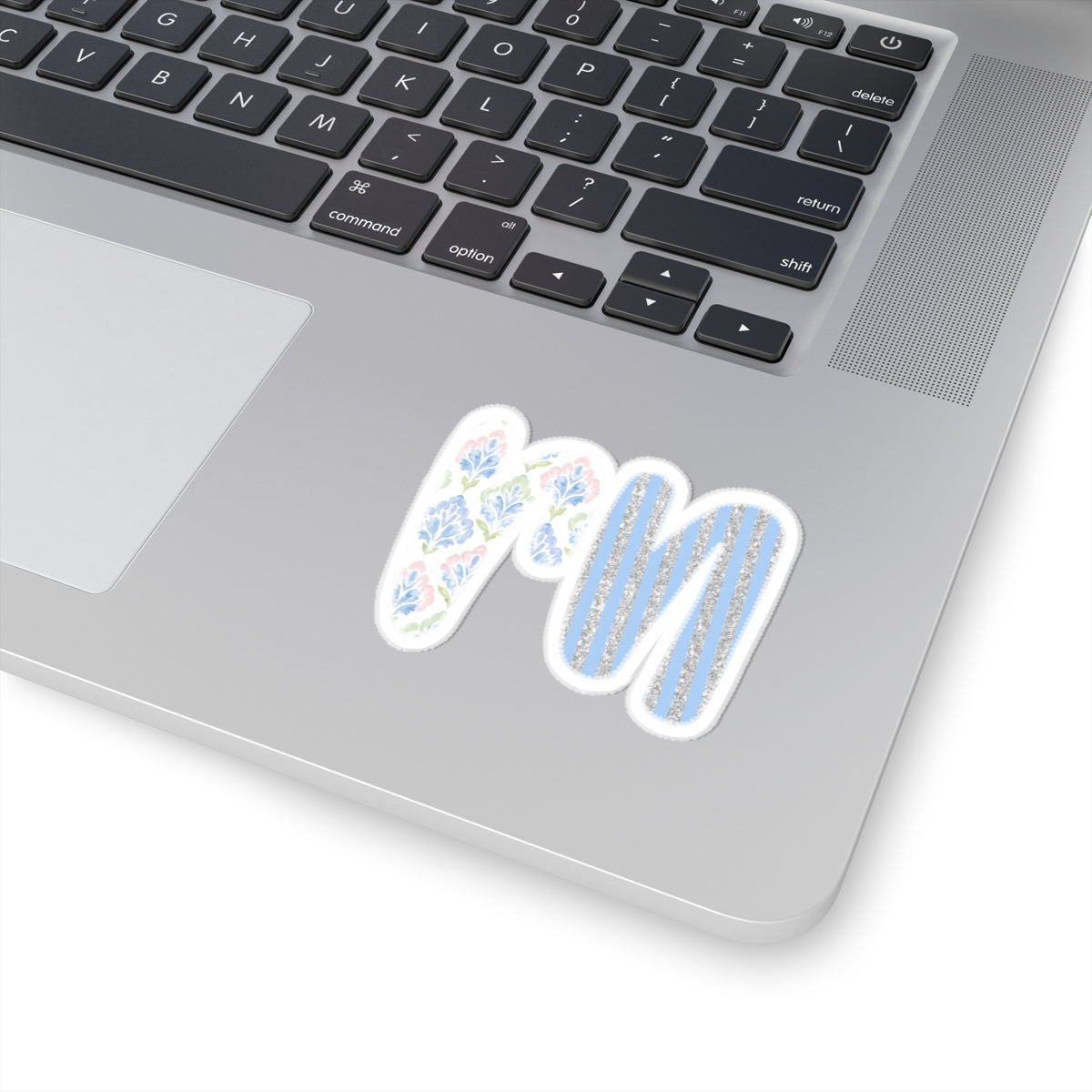 Monogram 'RN' Floral & Glitter Kiss-Cut Sticker