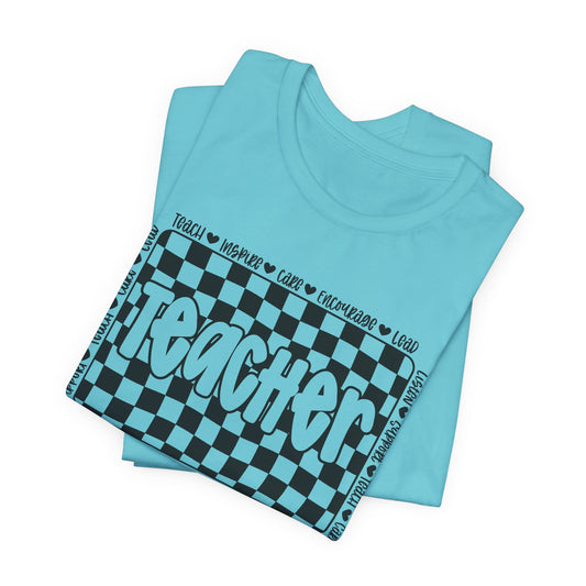 Teacher Checkered Unisex Bella Canvas Tee