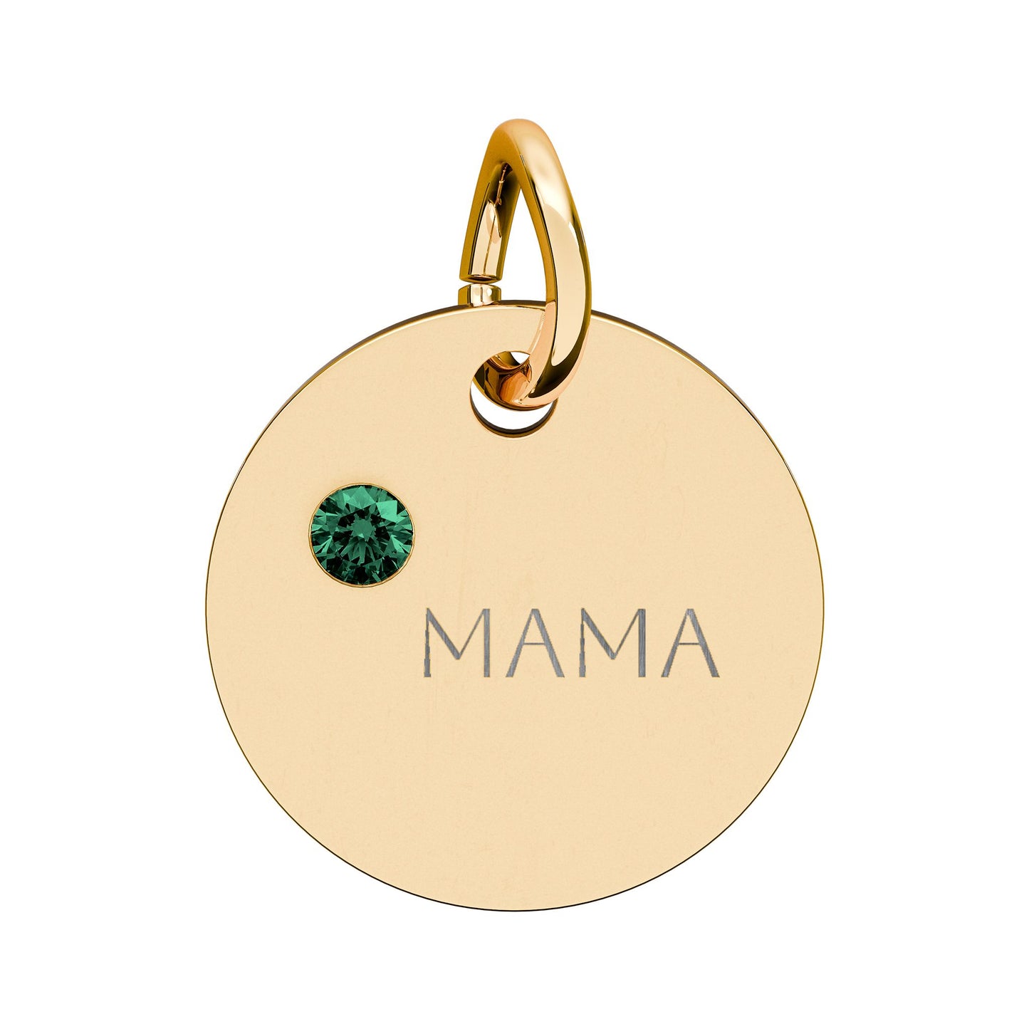 Engraved Birthstone Circle Charm 'MAMA' - Pendant Only