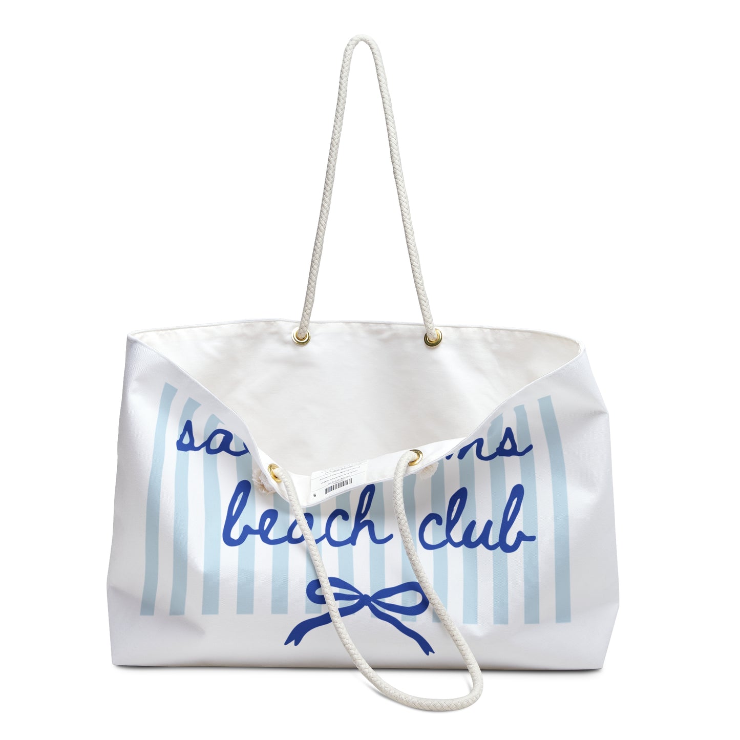 Weekender Bag — "Salty Moms Beach Club" Striped Beach Tote