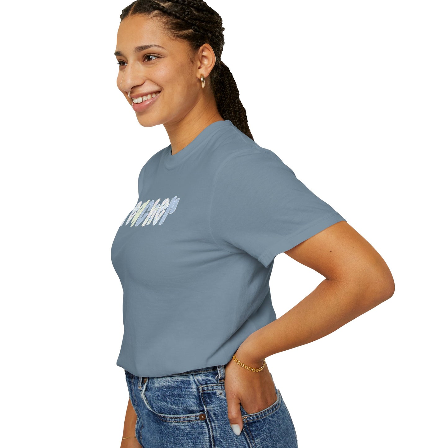 Teacher Floral Bubble Text T-Shirt — Cute Teacher Gift Tee