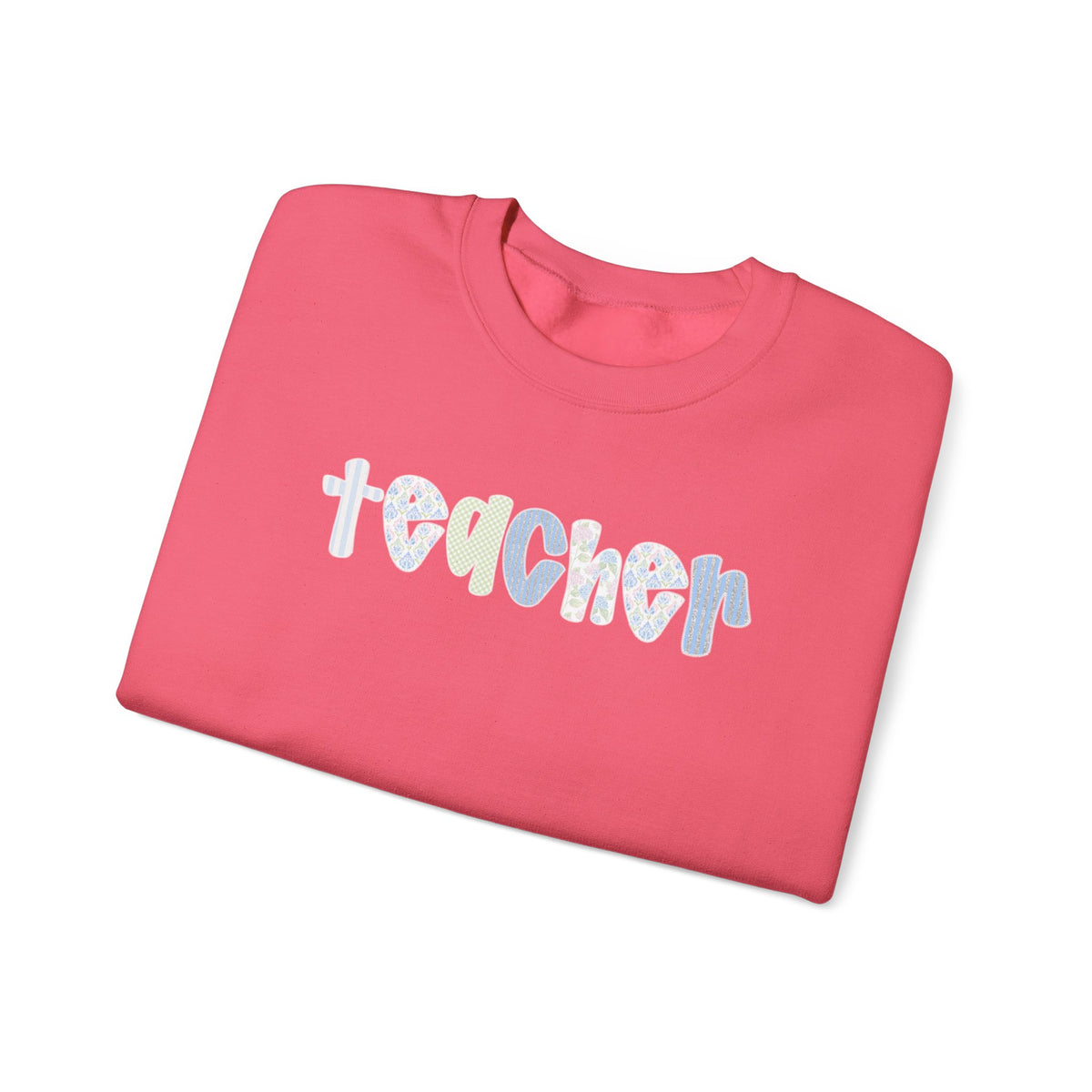 Teacher Floral Crewneck Sweatshirt — Pastel Heart & Flower Teacher Gift