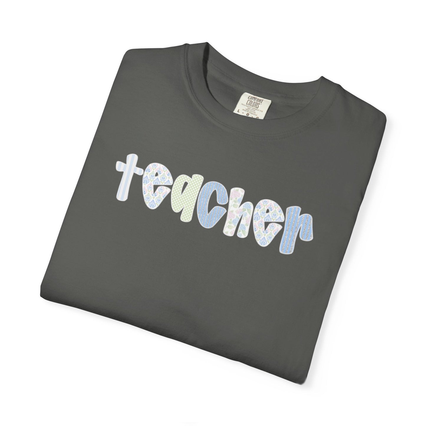Teacher Floral Bubble Text T-Shirt — Cute Teacher Gift Tee