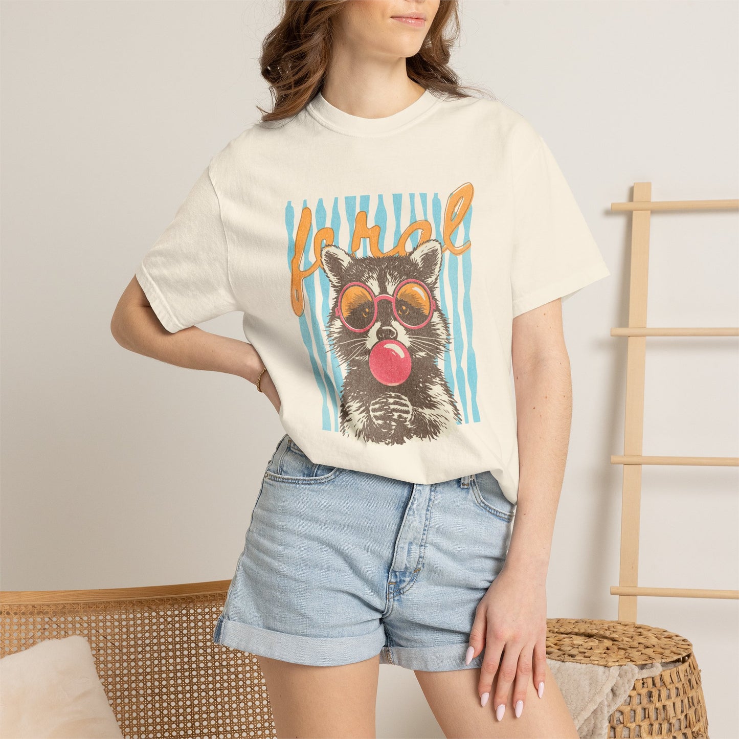 Raccoon Bubblegum Tee — Vintage Sunglasses Graphic T-Shirt