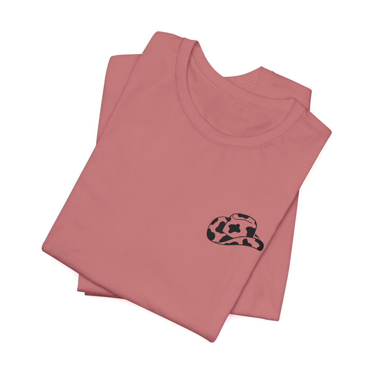 Cowpens Cow Print Cap Embroidered Tee — Minimalist Graphic T-Shirt
