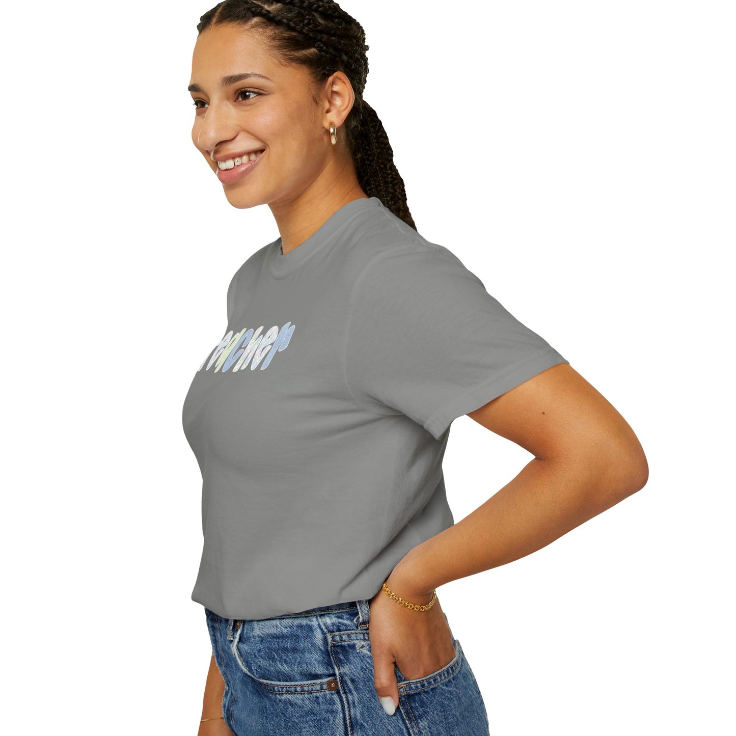 Teacher Floral Bubble Text T-Shirt — Cute Teacher Gift Tee
