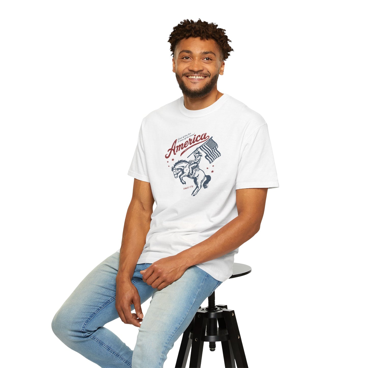 America Cowboy Flag T-Shirt – Retro Patriotic Rodeo Tee
