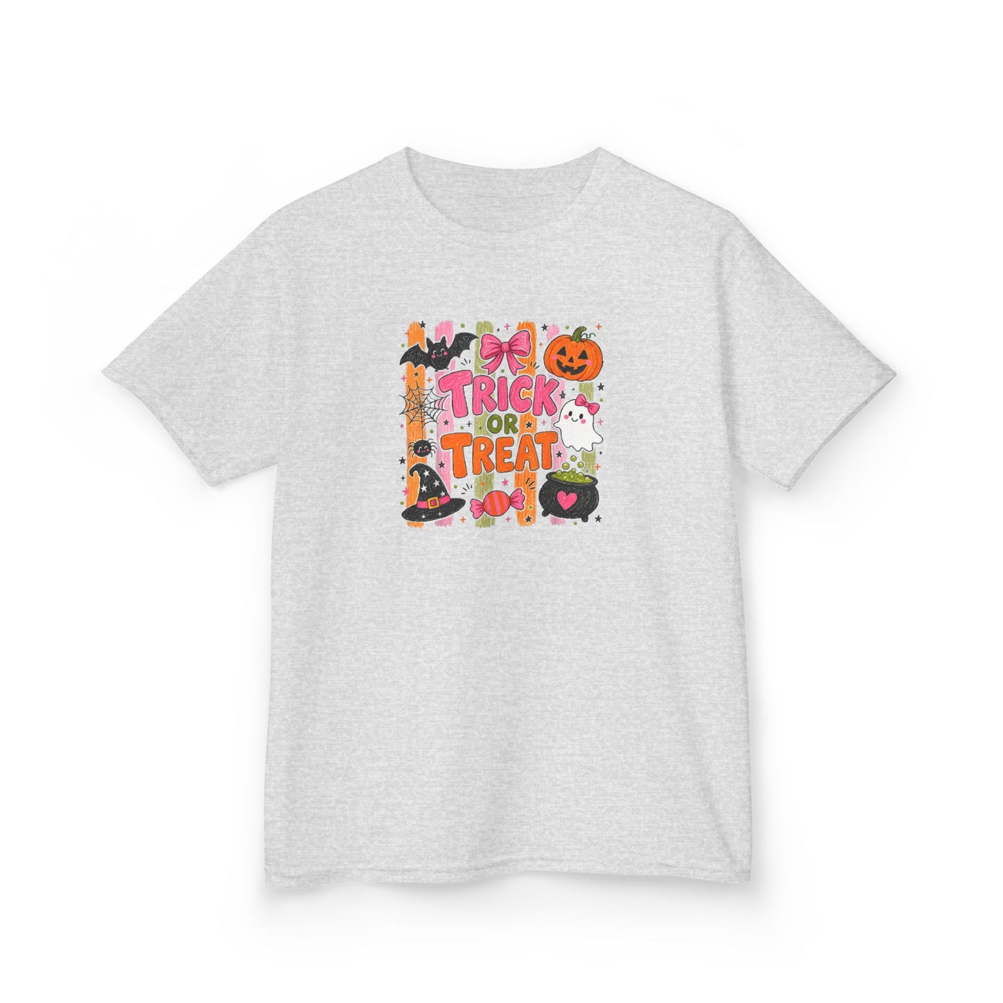 Kids Halloween Trick or Treat T-Shirt — Cute Pumpkin & Candy Graphic