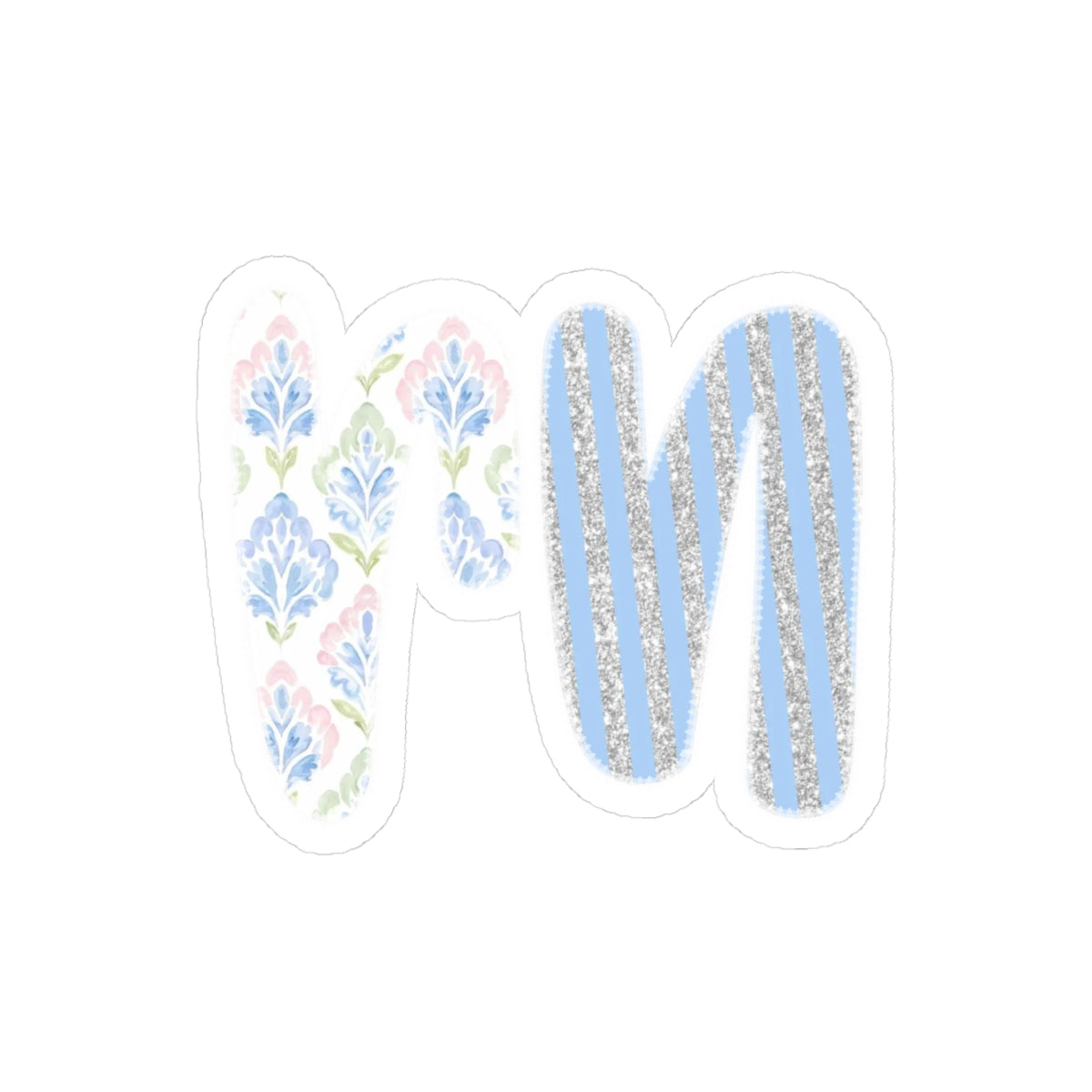 Monogram 'RN' Floral & Glitter Kiss-Cut Sticker