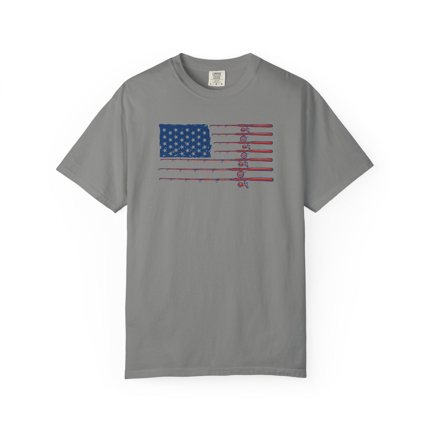 American Fishing Flag T-Shirt — Patriotic Bass Rods Graphic Tee