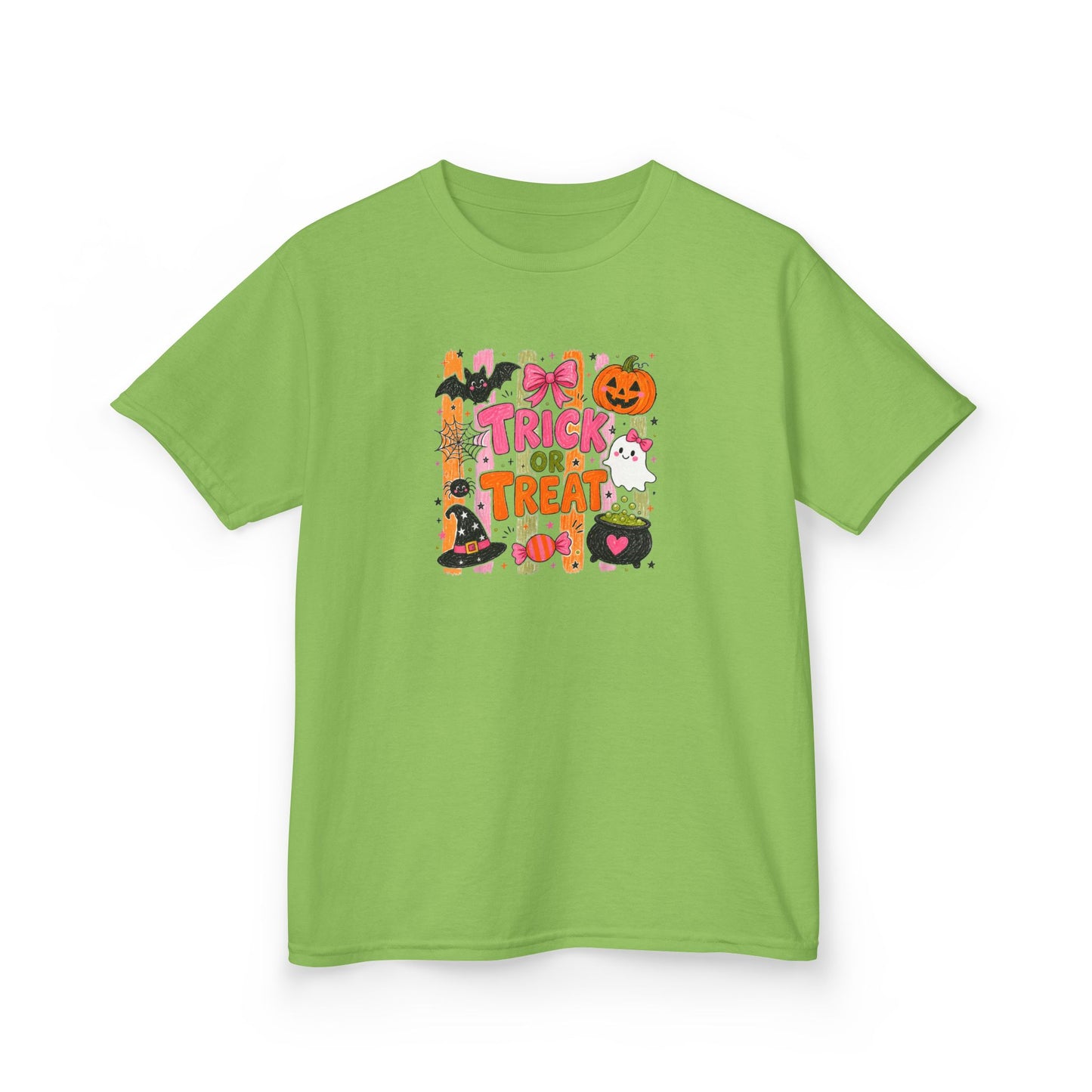 Kids Halloween Trick or Treat T-Shirt — Cute Pumpkin & Candy Graphic