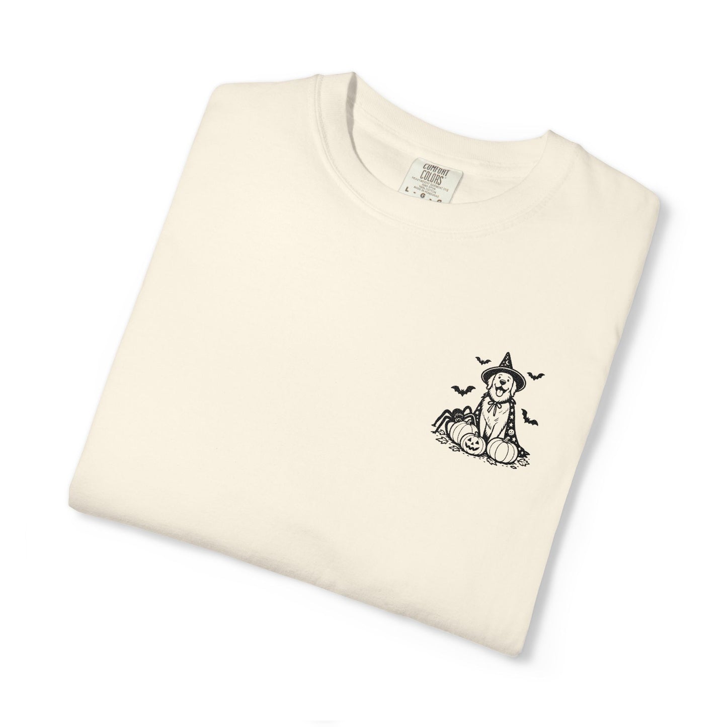 Pocket Spooky Golden Retriever Fall T-Shirt — Embroidered