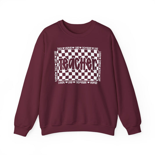 Teacher Checkered Crewneck Sweatshirt