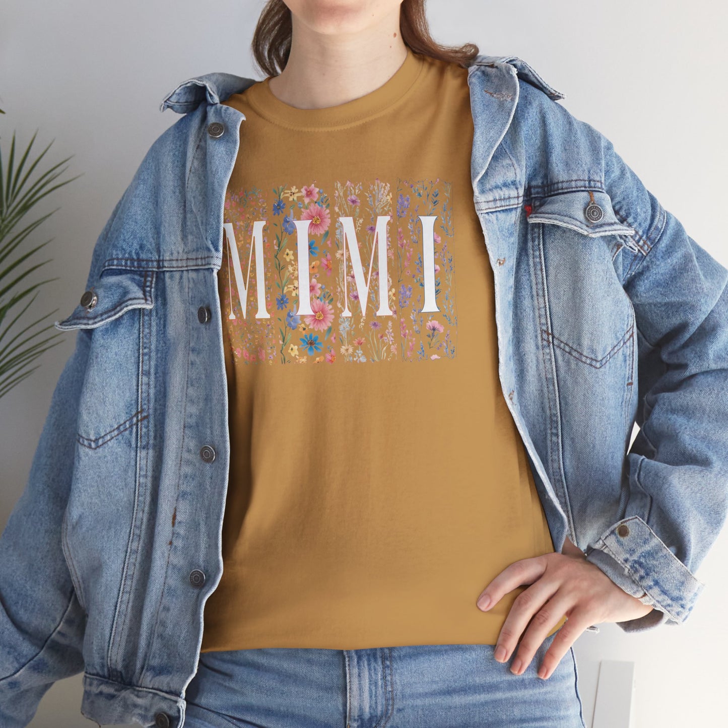 Floral Watercolor "Mimi" Striped Tee — Colorful Botanical Graphic T-Shirt