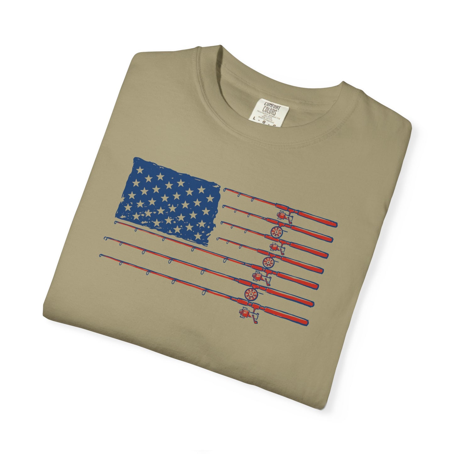 American Fishing Flag T-Shirt — Patriotic Bass Rods Graphic Tee