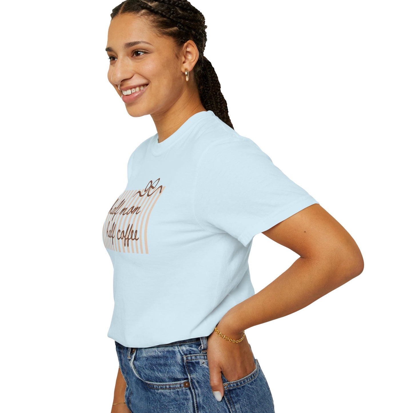 Half Mom Half Coffee T-Shirt — Cute Striped Coffee Mom Tee