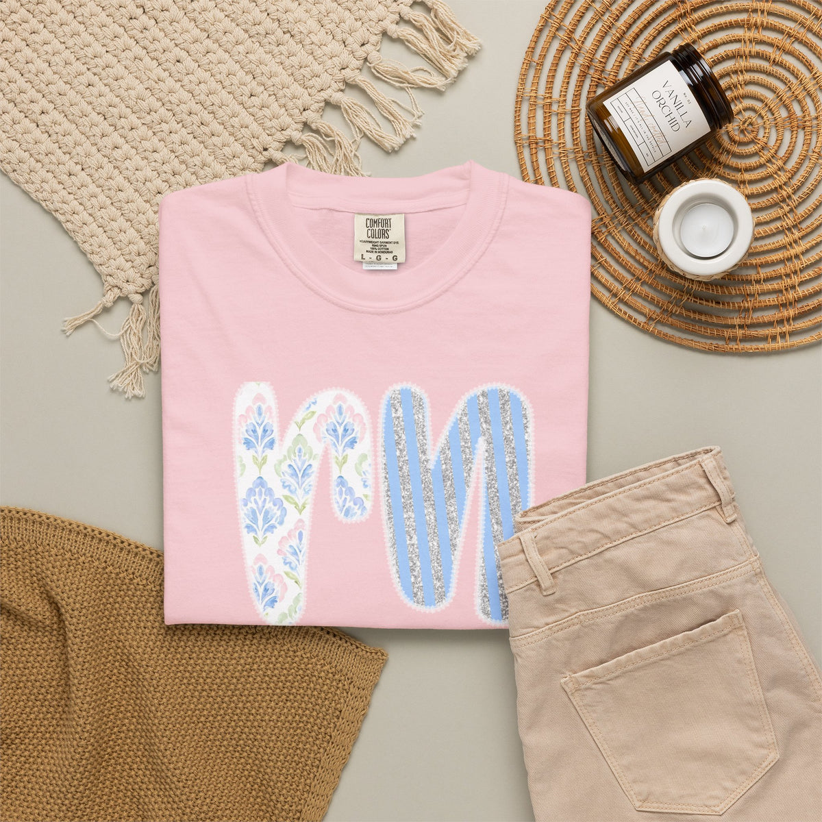 Retro 'RN' Floral Graphic T-Shirt — Garment-Dyed Casual Tee
