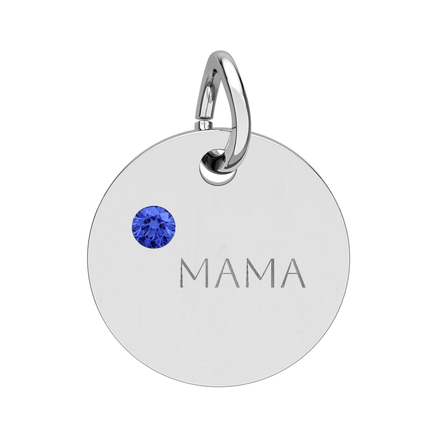 Engraved Birthstone Circle Charm 'MAMA' - Pendant Only