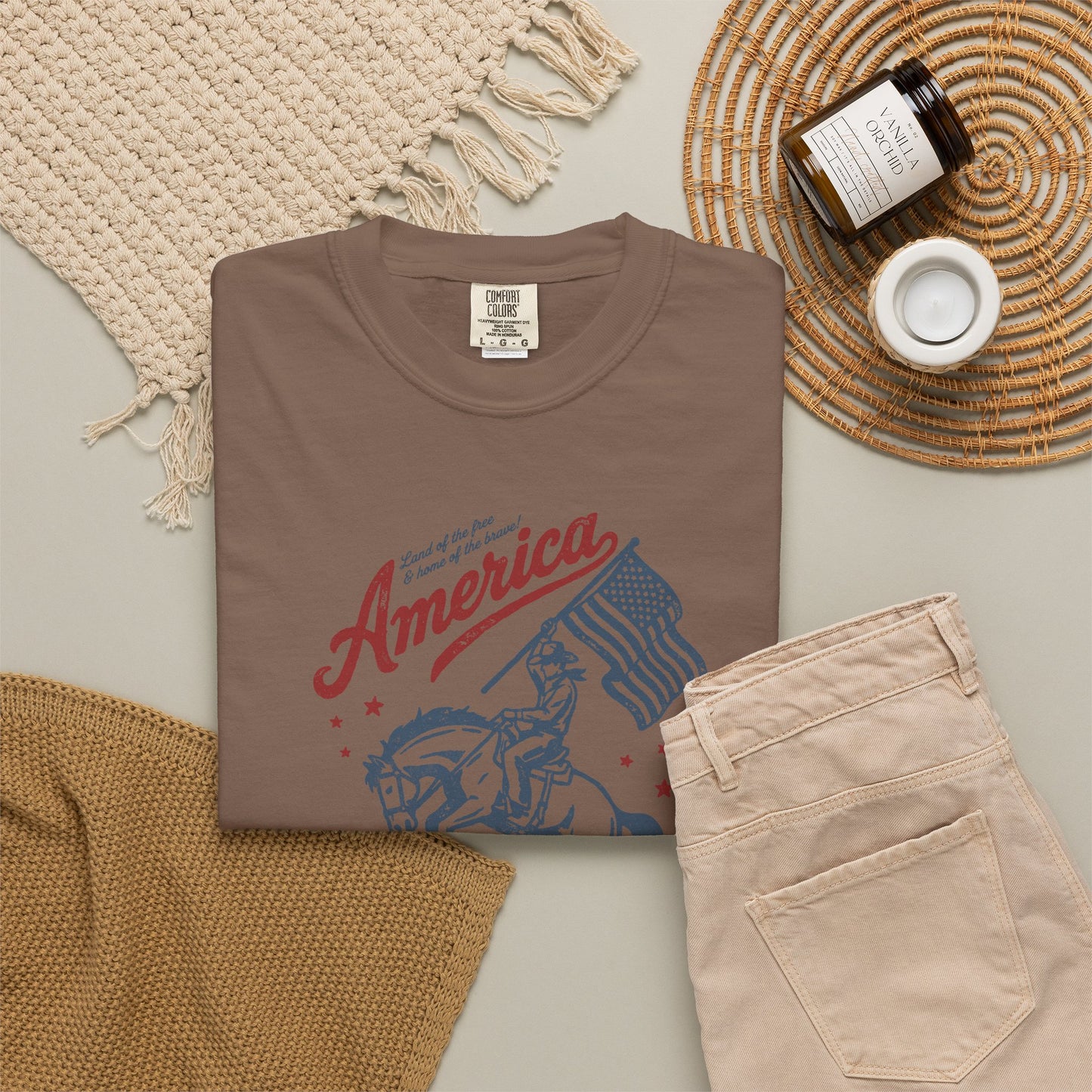America Cowboy Flag T-Shirt – Retro Patriotic Rodeo Tee