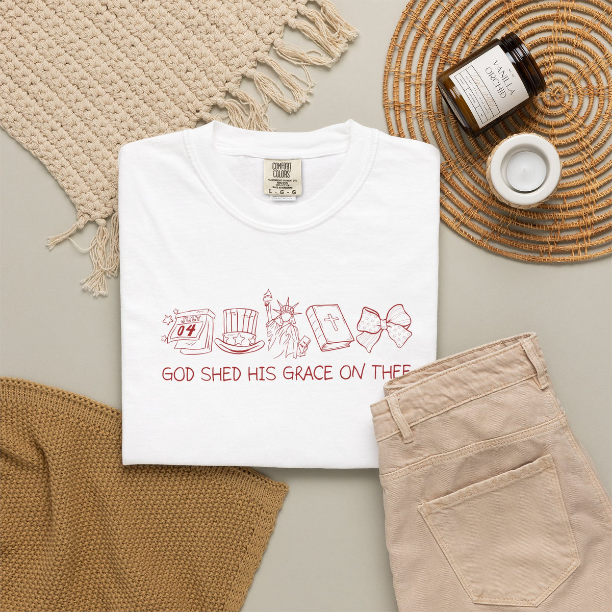 Graphic T-Shirt — 'God Shed His Grace On Thee' Minimal Line Art