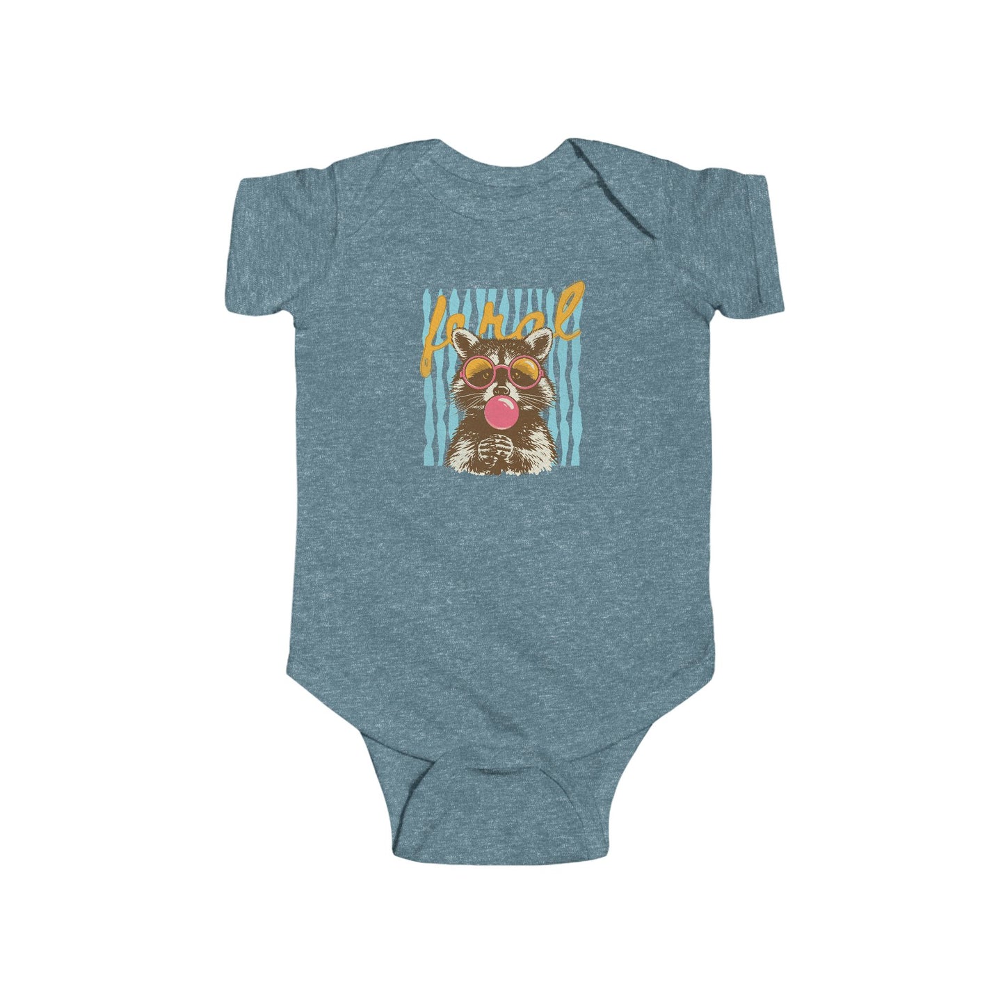 Baby Bodysuit — Cute Raccoon with Sunglasses & Popsicle Summer Infant Onesie