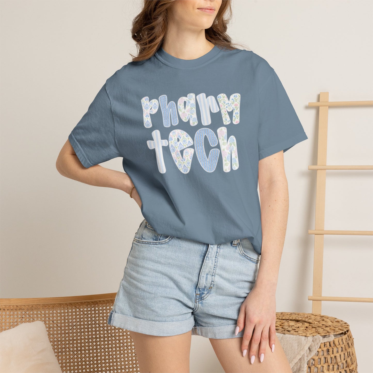 Pharm Tech T-Shirt — Floral Pastel Typography Tee