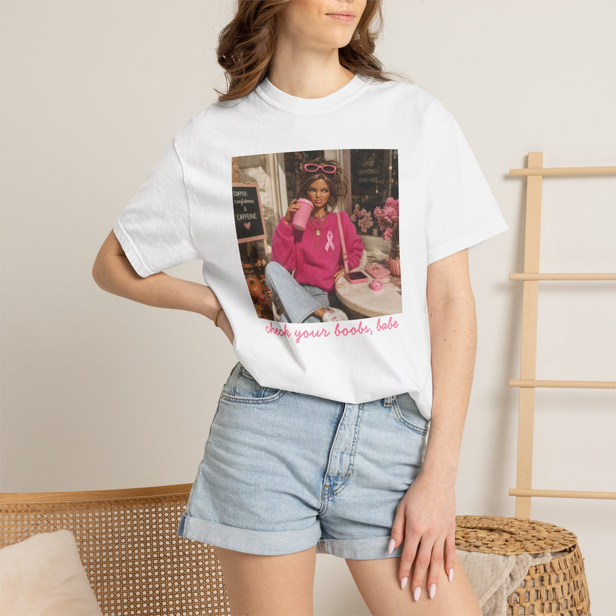 Breast Cancer Awareness T-Shirt — "Check Your Boobs, Babe" Retro Pink Ribbon Tee