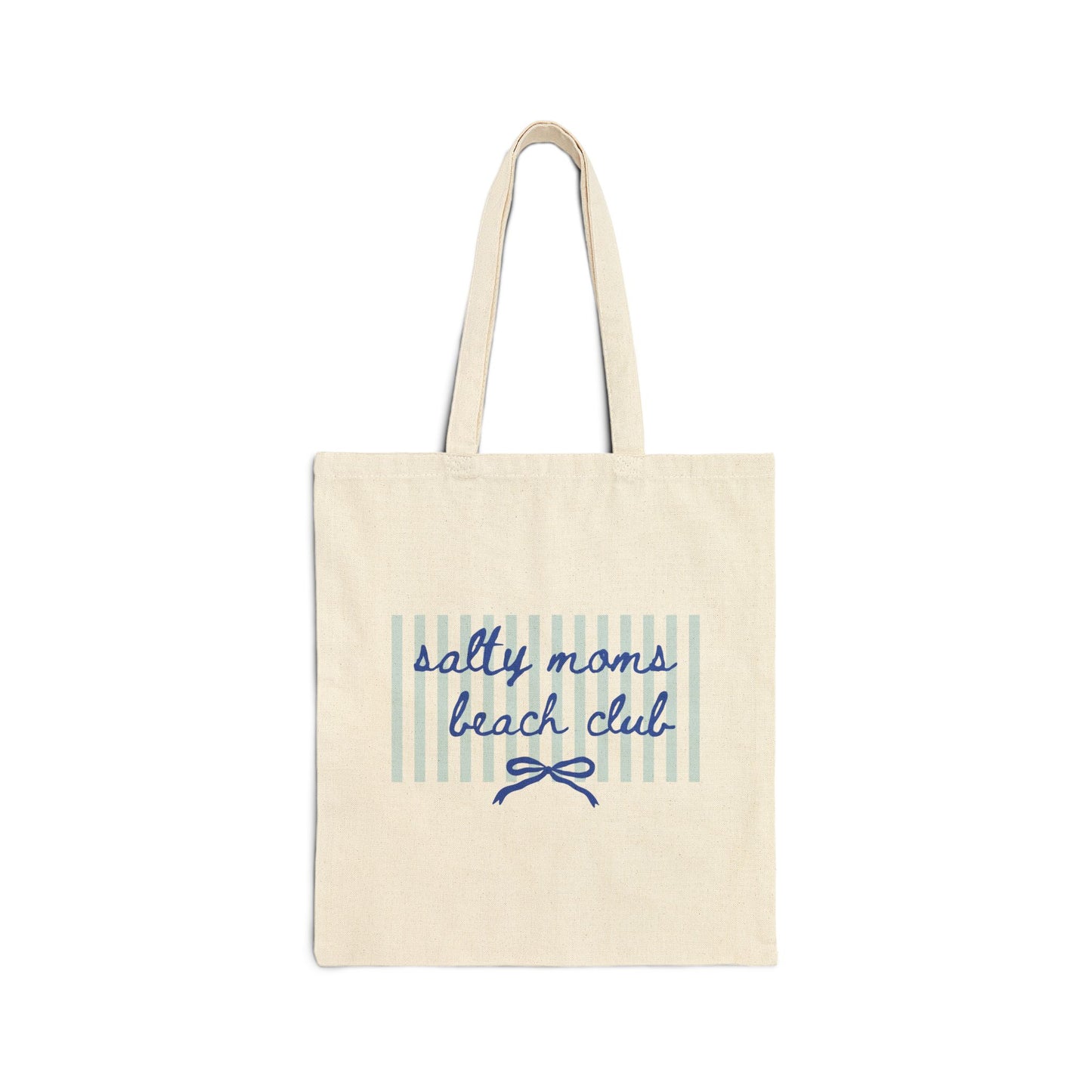 Salty Moms Beach Club Canvas Tote — Nautical Striped Eco Market Bag