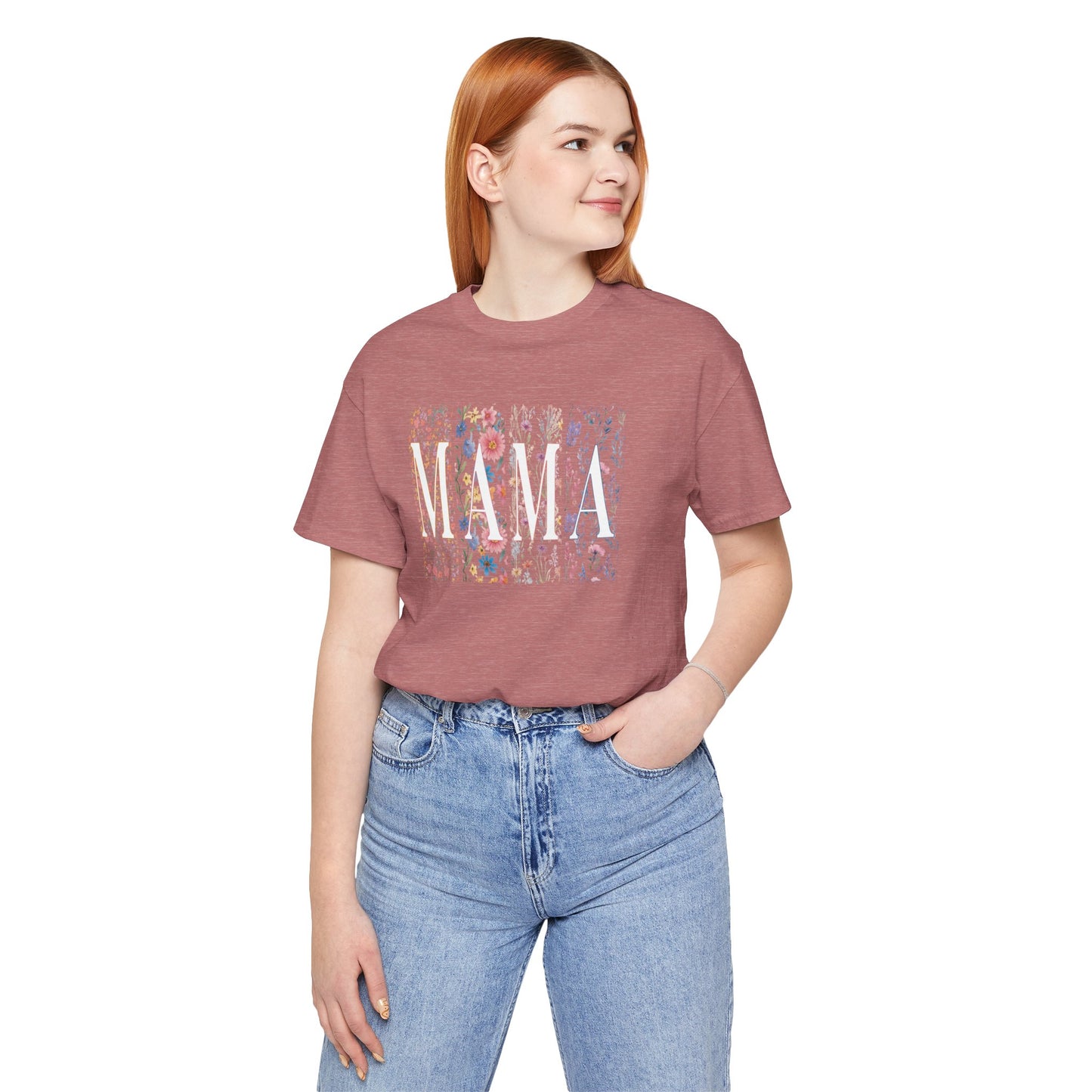 Mama Floral Tee — Soft Pink Mother’s Day Shirt with Floral Typography