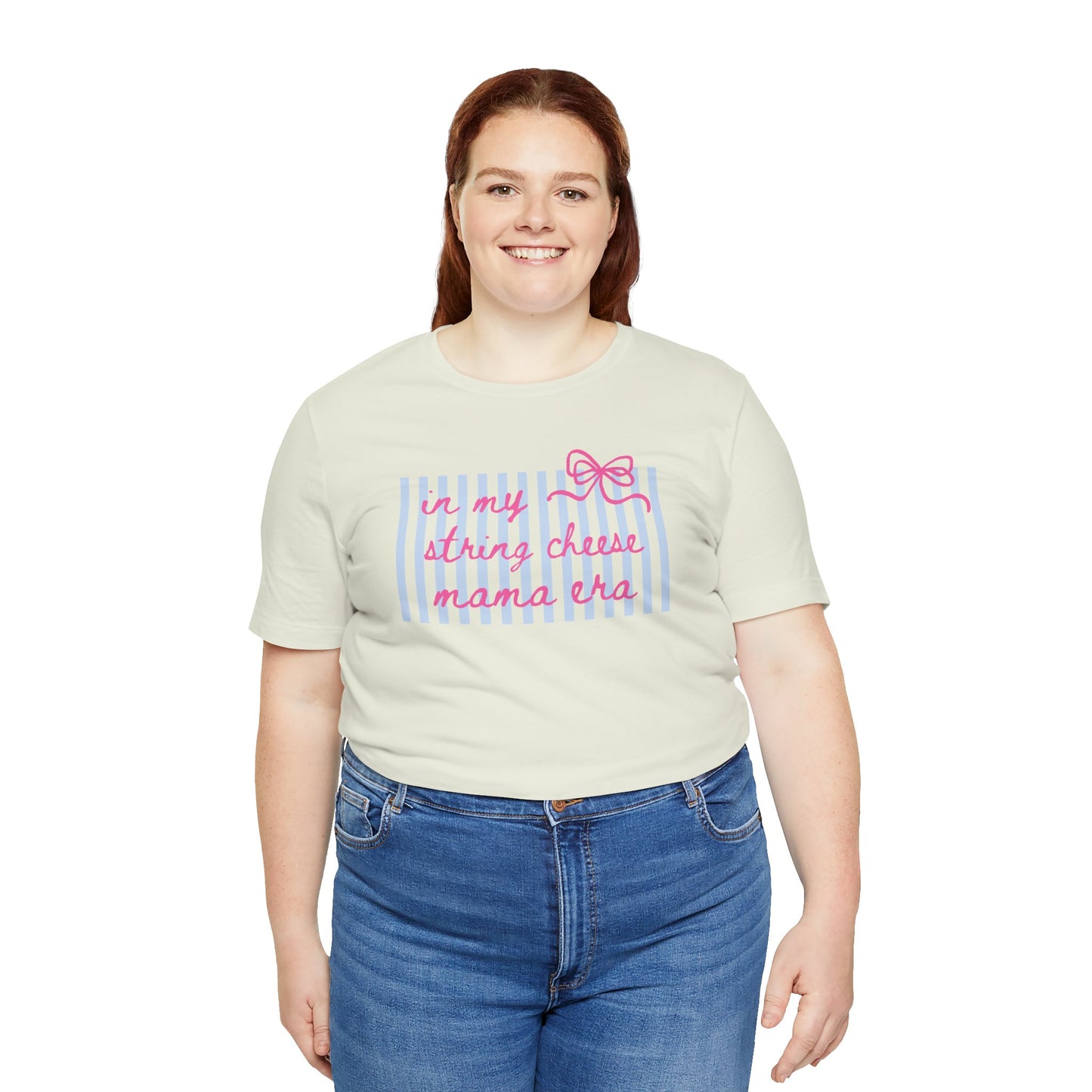 “In My String Cheese Mama Era” T-Shirt — Cute Pastel Retro Graphic Tee