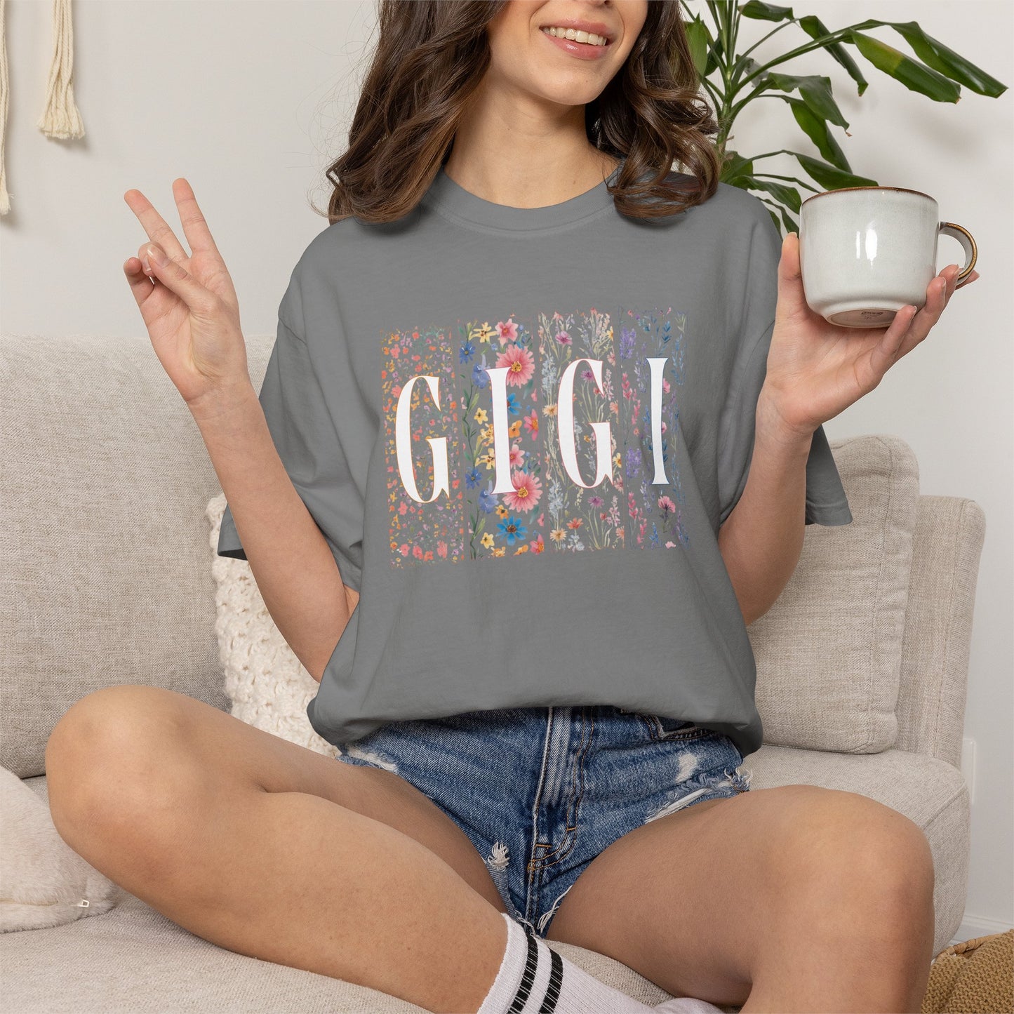 "GiGi" Floral Meadow Graphic T-Shirt — Watercolor Wildflower Print