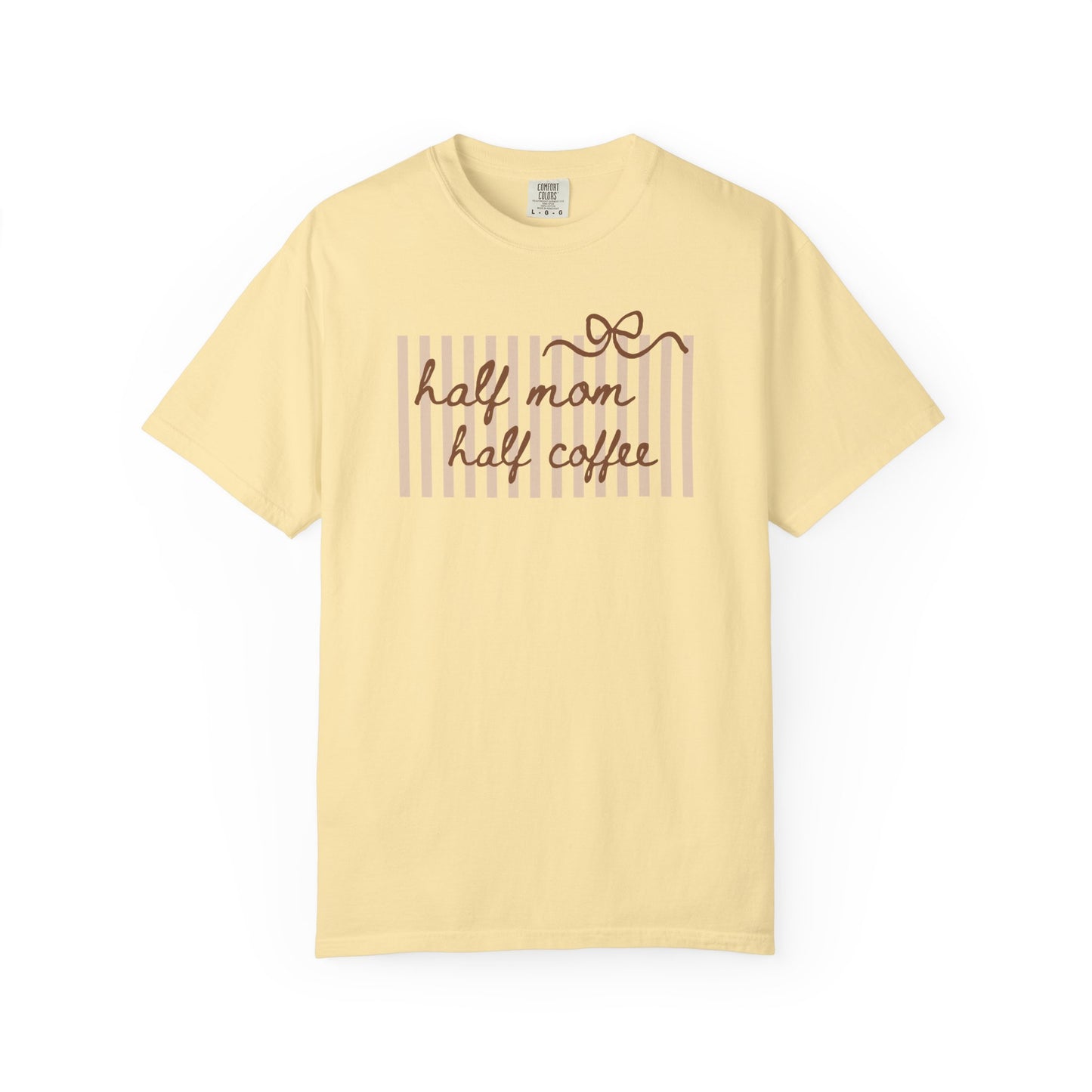 Half Mom Half Coffee T-Shirt — Cute Striped Coffee Mom Tee