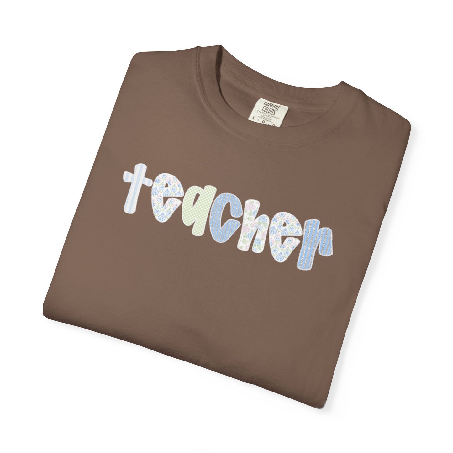 Teacher Floral Bubble Text T-Shirt — Cute Teacher Gift Tee