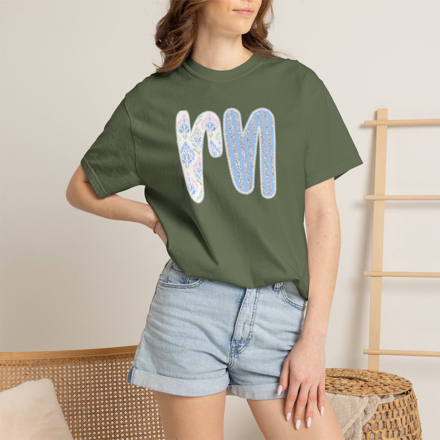 Retro 'RN' Floral Graphic T-Shirt — Garment-Dyed Casual Tee
